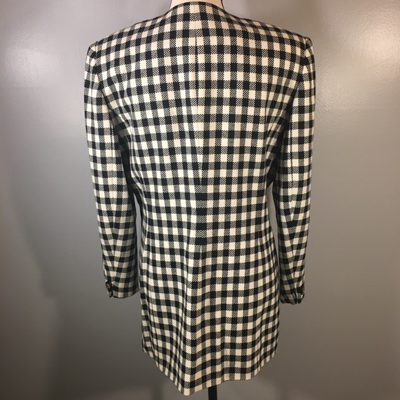 Vintage Union Made Liz Claiborne Wool Black & White Plaid Blazer Jacket Size 10 - Picture 8 of 16
